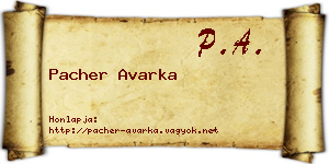 Pacher Avarka névjegykártya